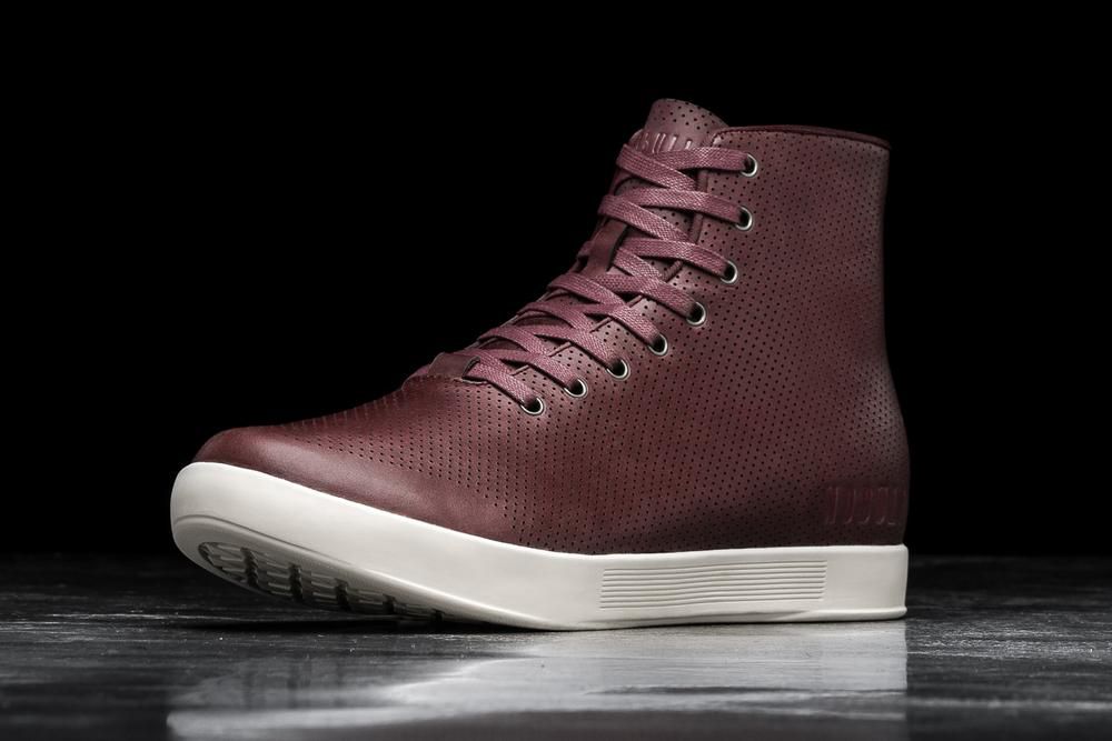 NOBULL Men's High-Top Leather Training Shoes - Burgundy - Ireland (5697XDQCJ)